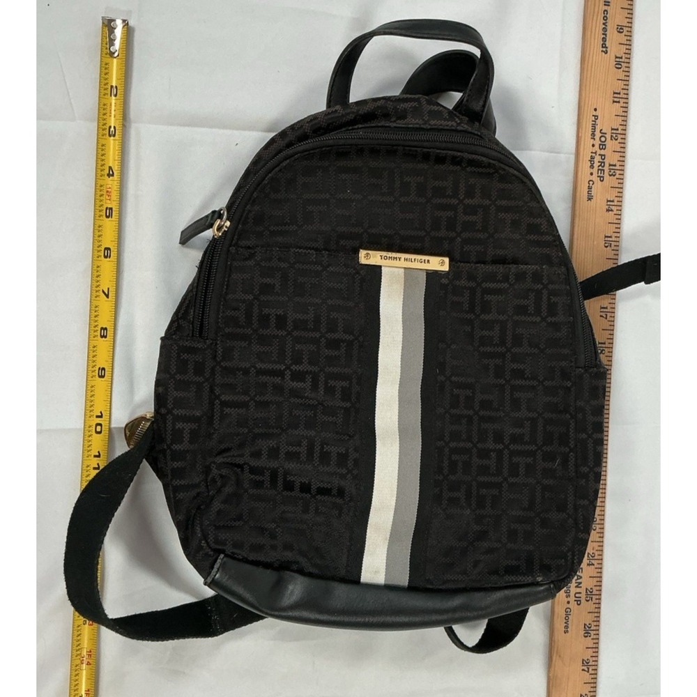 Tommy Hilfiger Logo Black Backpack 12"x10"